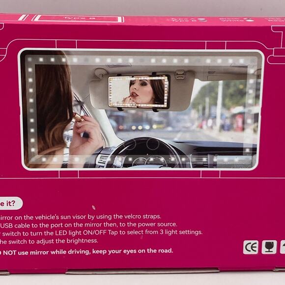 Xinlykid Car Accessories, Car Visor Vanity Mirror with LED Lights - Picture 3 of 4